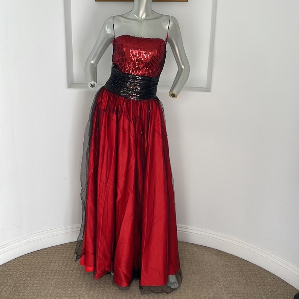 Amelia Couture Strapless Mesh /Sequined Dress - Picture 12 of 13